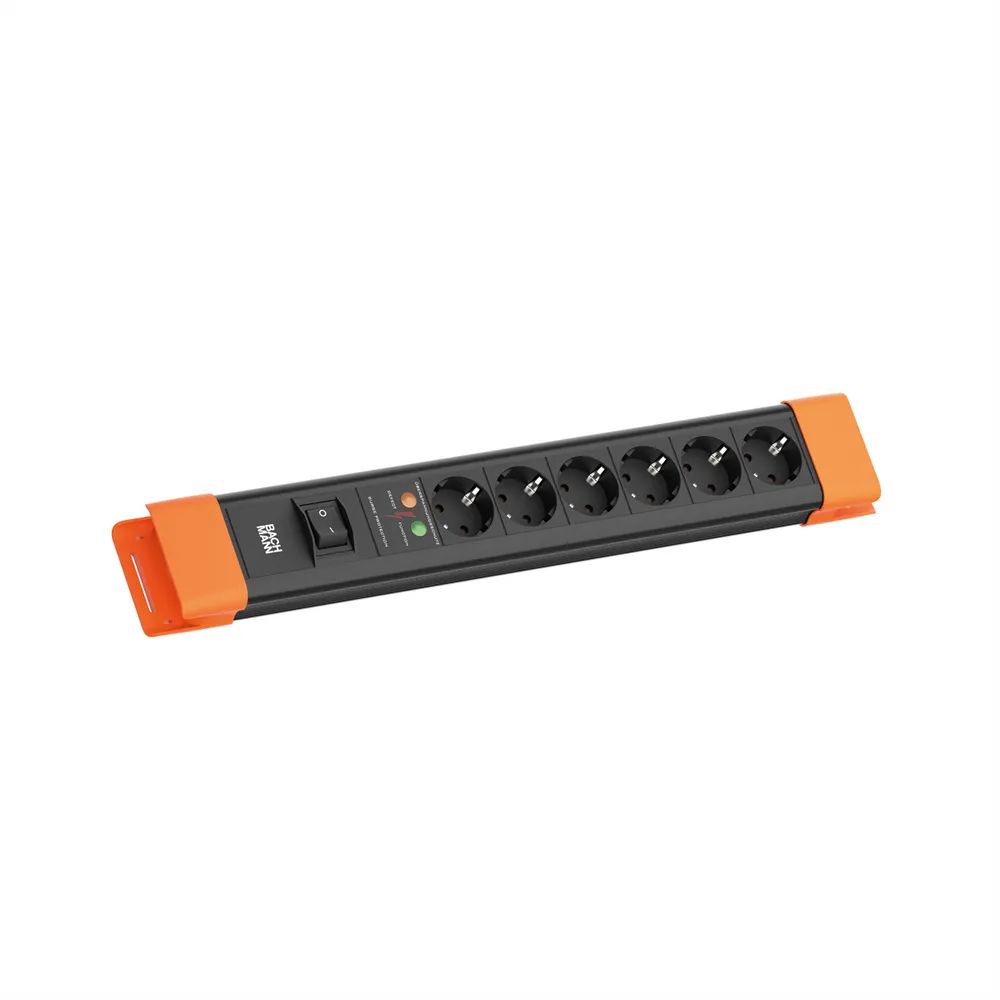 BACHMANN CONNECTUS 6xCEE7/3, 1xSPD 1xSchalter 2,0m CEE7/7 Sw/Or