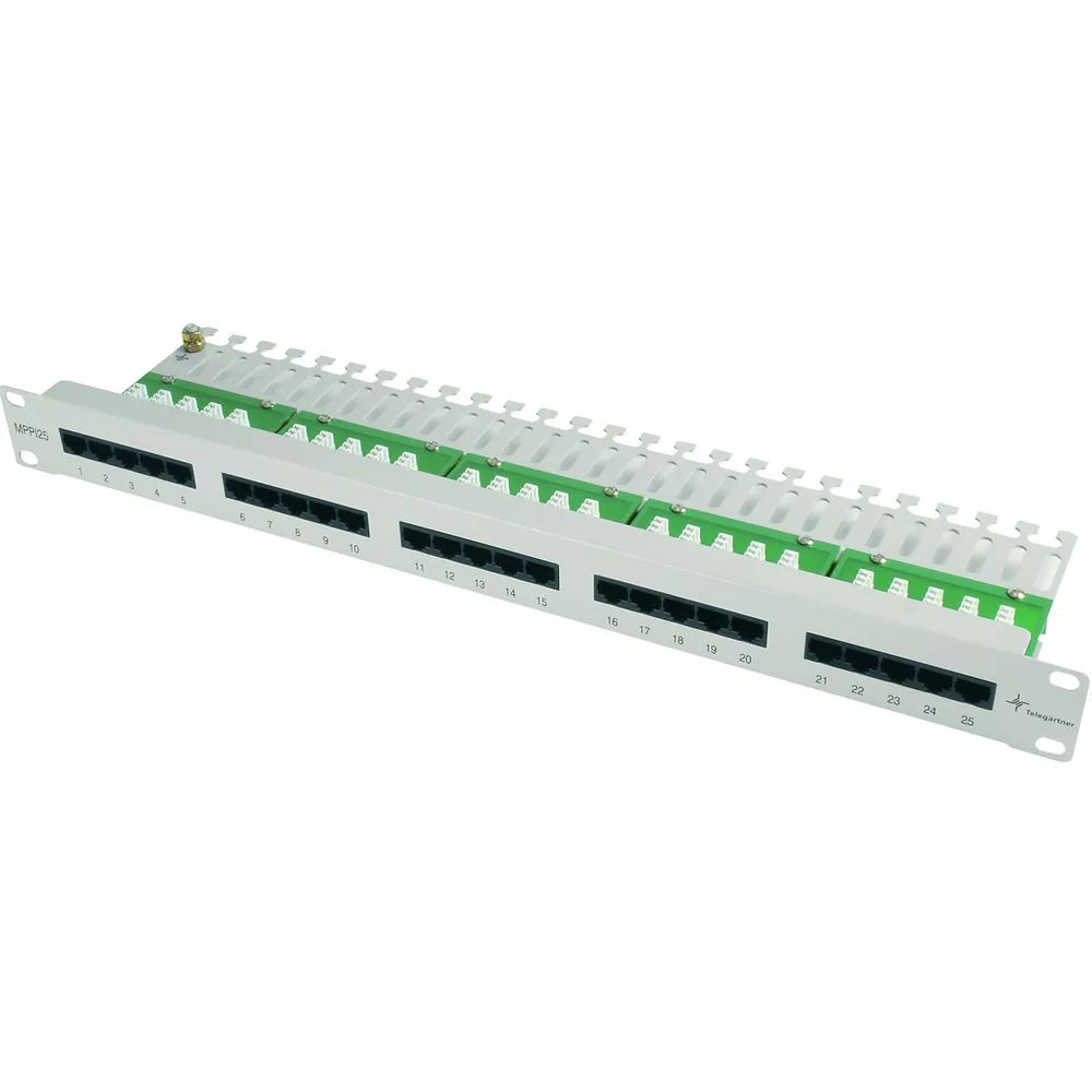 Telegärtner Karl Gärtner Telegärtner ISDN/Telephone Patch Panel MPPI25-H - Patch Panel - Hellgrau, RAL 7035 - 1U - 48.3 cm (19")