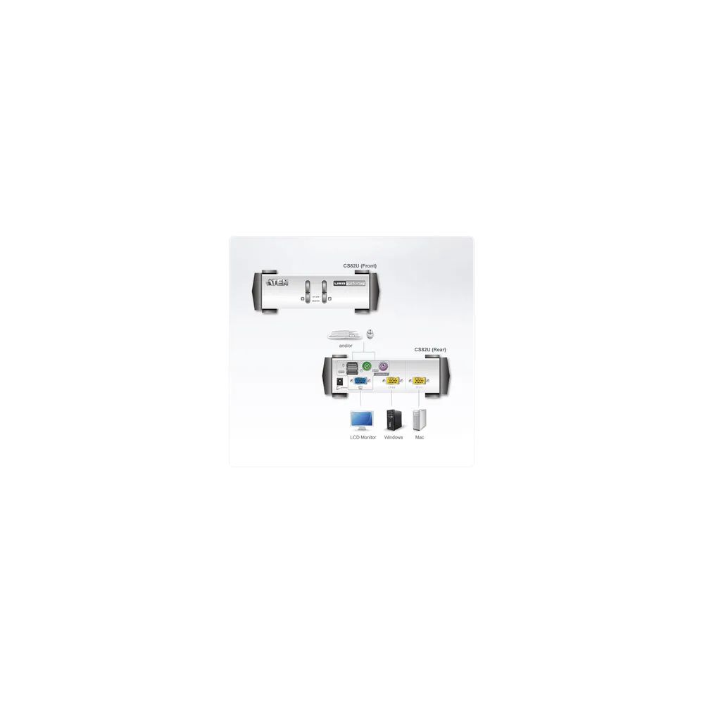 ATEN CS82U - KVM-Switch - 2 x KVM port(s) - 1