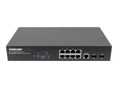 IC Intracom Intellinet 8-Port Gigabit Ethernet PoE+ Web-Managed Switch with 2 SFP Ports, IEEE 802.3at/af Power over Ethernet (PoE+/PoE)