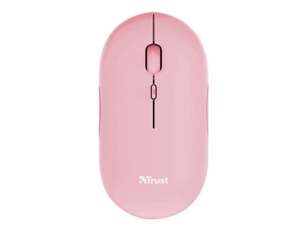 Trust Puck - Maus - rechts- und linkshändig - optisch - 4 Tasten - kabellos - Bluetooth, 2.4 GHz - kabelloser Empfänger (USB)