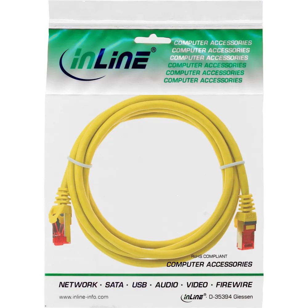 InLine Patchkabel - S/FTP (PiMf) - Cat.6 - halogenfrei - Kupfer - gelb - 3m