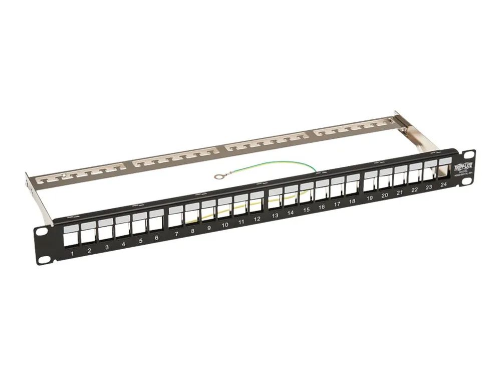 Tripp Eaton Tripp Lite Series 24-Port 1U Rack-Mount Shielded Blank Keystone/Multimedia Patch Panel, RJ45 Ethernet, USB, HDMI, Cat5e/6 - Patch Panel - Schwarz - 1U - 48.3 cm (19")