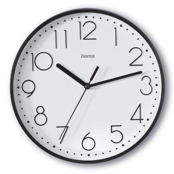 Hama Wanduhr "Salina", Ø 22 cm, ohne Ticken, Schwarz