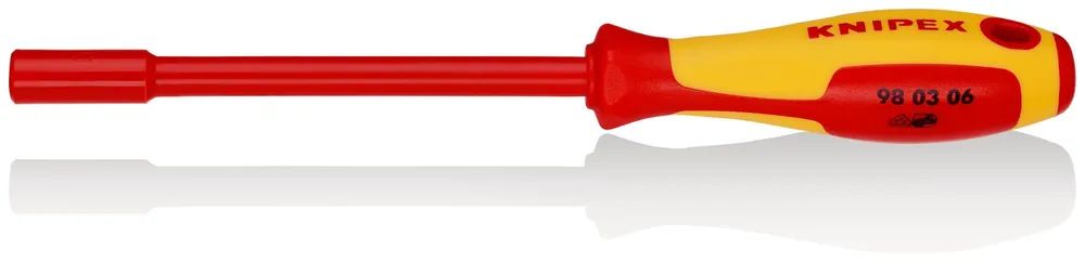 KNIPEX Steckschlüssel mit Schraubendreher-Griff isoliert mit Mehrkomponenten-Hüllen, VDE-geprüft brüniert 232 mm