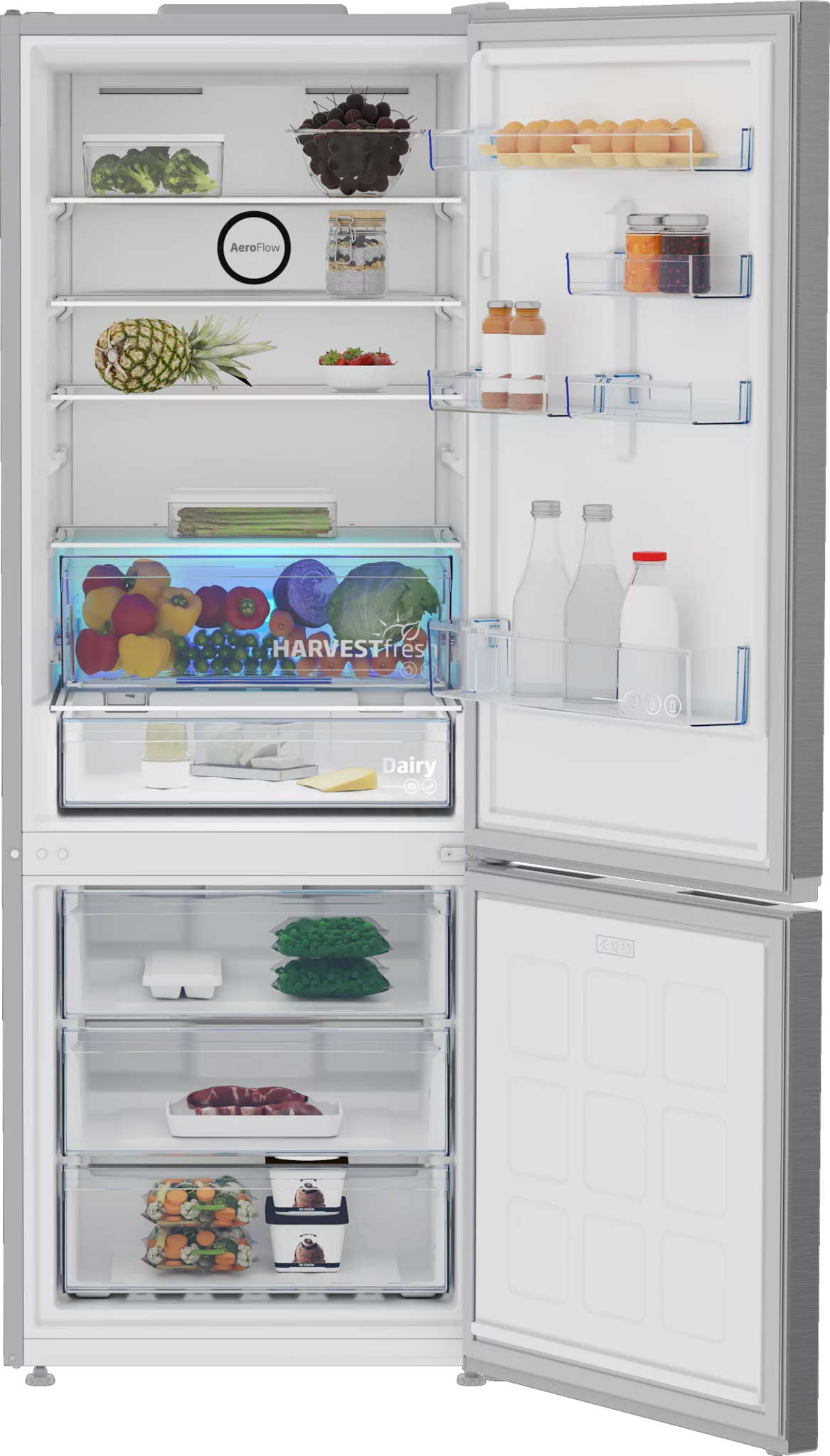 Beko B5RCNE565HXP Kühl-/Gefrierkombination mit NoFrost, 490L - Edelstahllook