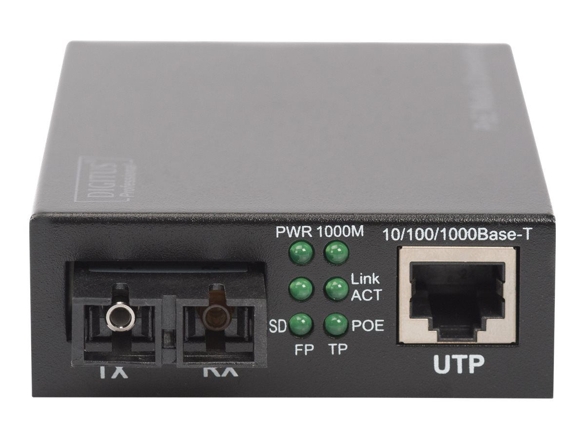 DIGITUS Gigabit PoE Medienkonverter, RJ45 / SC, SM, PSE