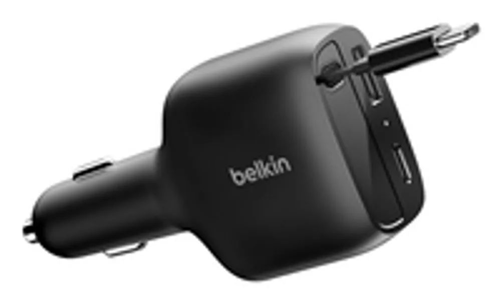 Belkin 75W 2-Port w Retractable USB-C Cbl Car - Kabel