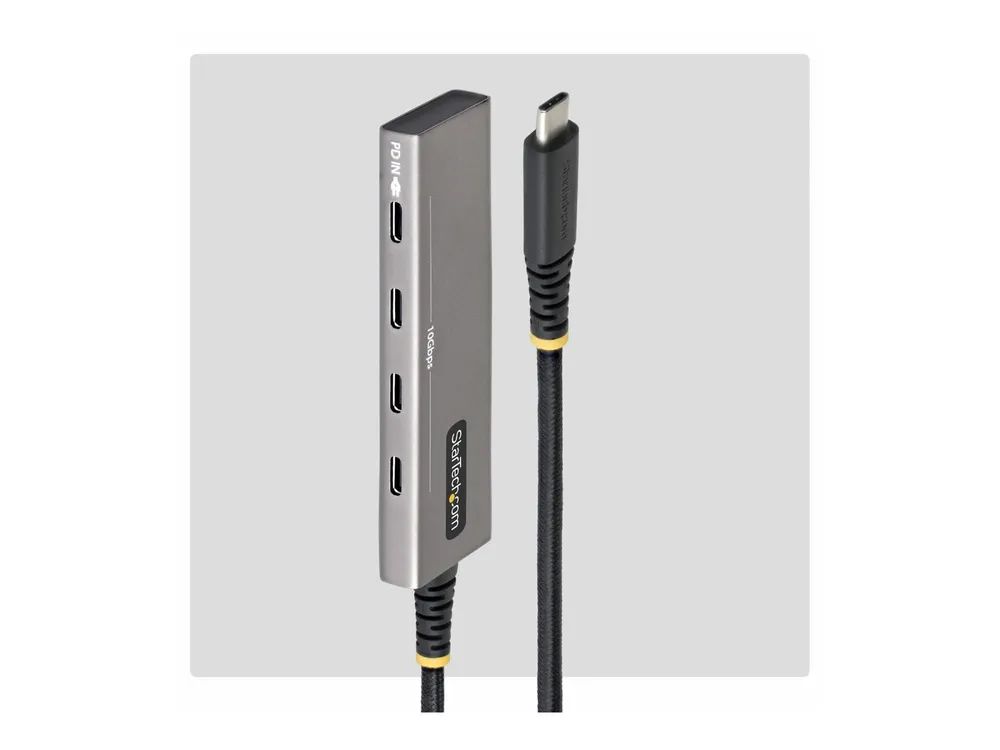 StarTech.com Startech - Hub - 4-port, 10 Gbps, 100 W PD charging, overcurrent protection, PCR aluminum - 3 x USB-C 3.2 Gen 2 + 1 x USB-C 3.2 Gen 2 (Stromversorgung)