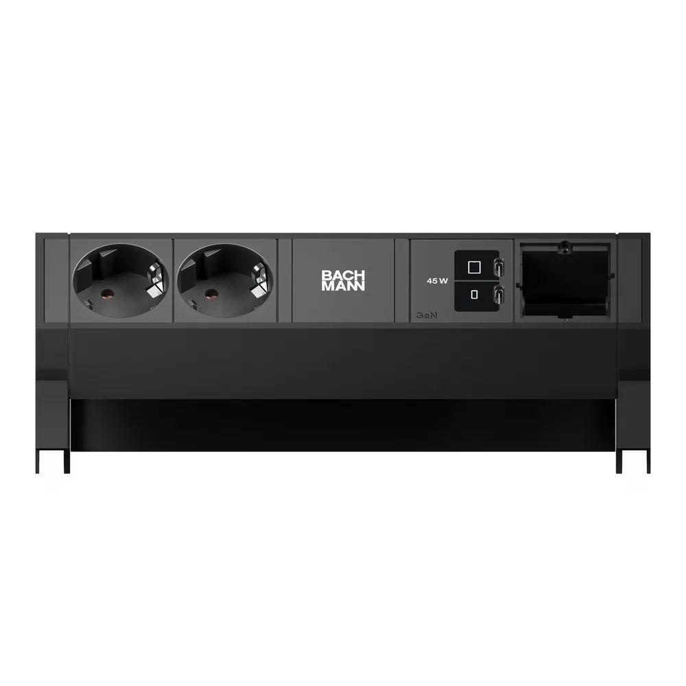 BACHMANN DESK2 2xCEE7/3 1xUSB C/C 45W, 1xCM L=0,2m RAL9005