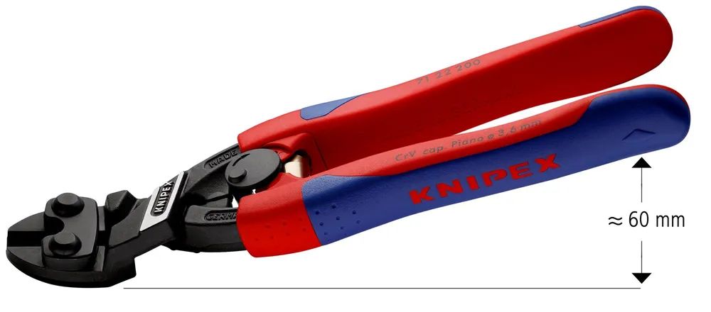 KNIPEX CoBolt® Kompakt-Bolzenschneider mit schlanken Mehrkomponenten-Hüllen schwarz atramentiert 200 mm