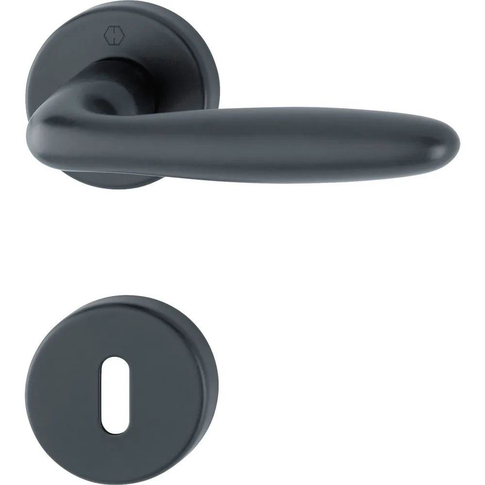Hoppe Drückergarnitur VERONA auf Rosette BB, Türstärke 37 - 47, Aluminium schwarz matt