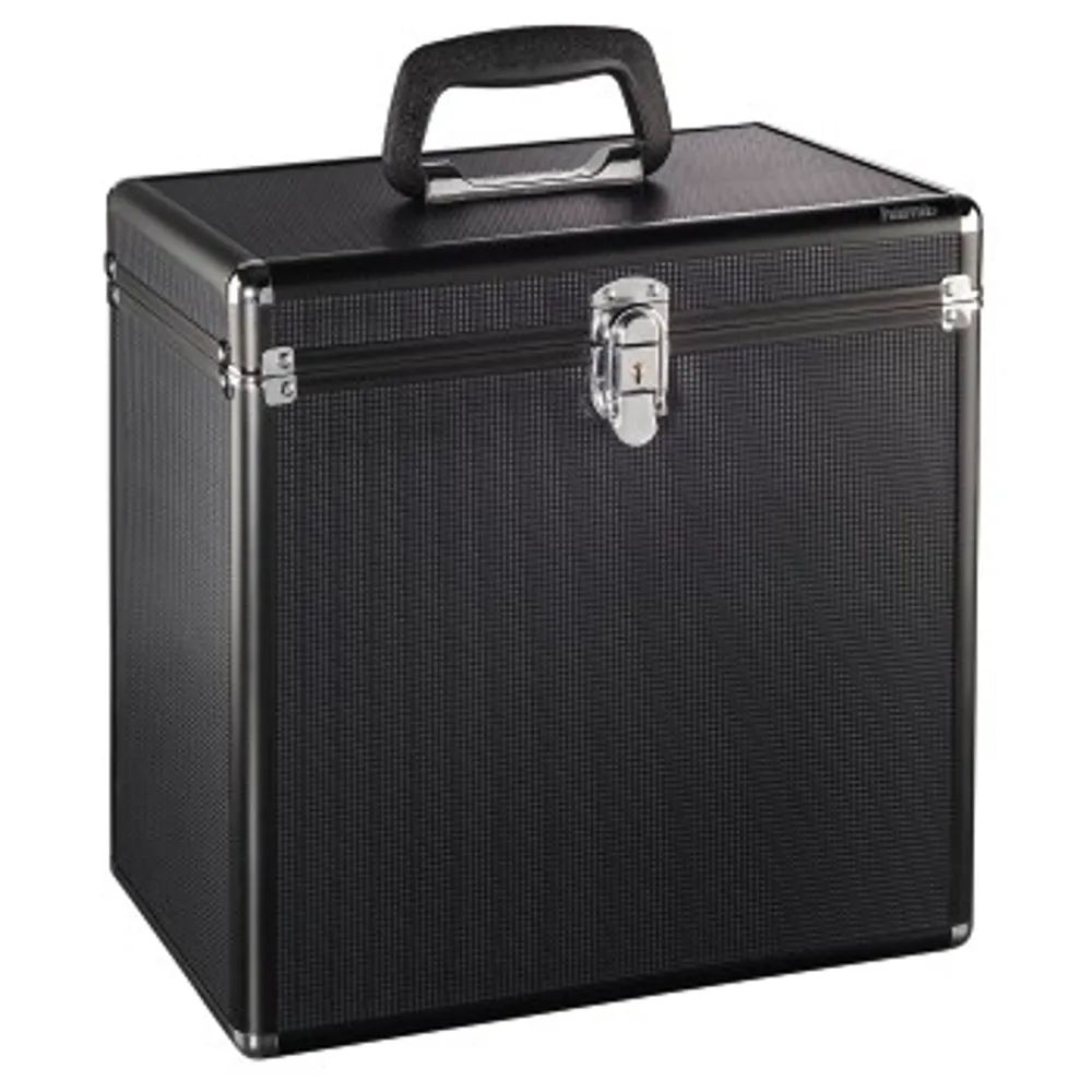 Hama LP-Koffer 50, Alu-Look, Schwarz