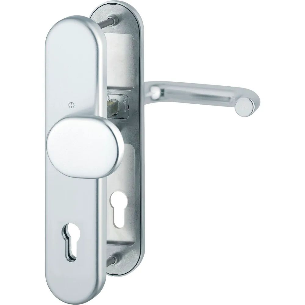 Hoppe SH-Wechselgarnitur PARIS-auf Schild PZ92, 77-87, SST 8, ohne Kzs., silber
