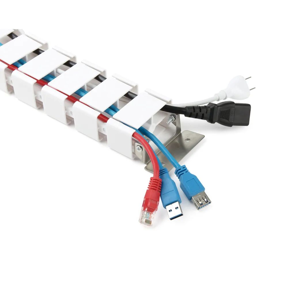 InLine Kabelkanal flexibel für höhenverstellbare Tische - 4 Kammern - weiß