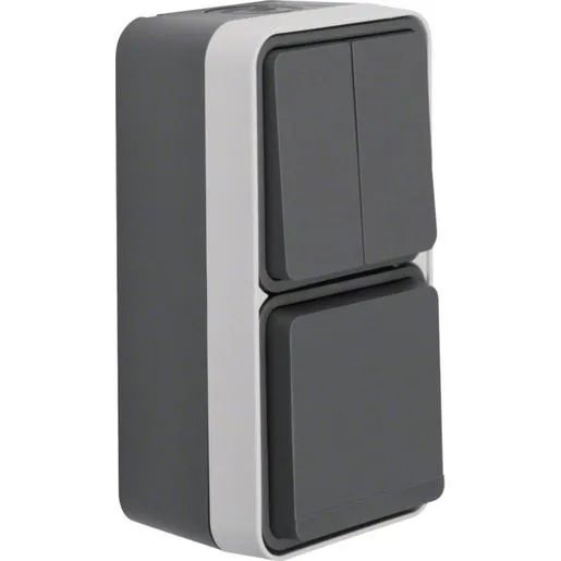Hager SERIENSCHALTER/STECKDOSE IP55 / HAGERS WNC081 GR W.1 BERKER WNC081