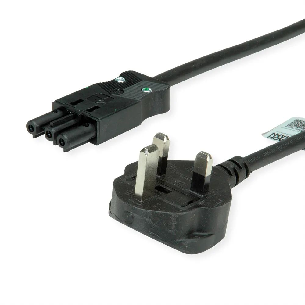 BACHMANN Zuleitung H05VV-F 3G 1,5mm² 2m, Schwarz, UK-Stecker 13A Install.kupplung