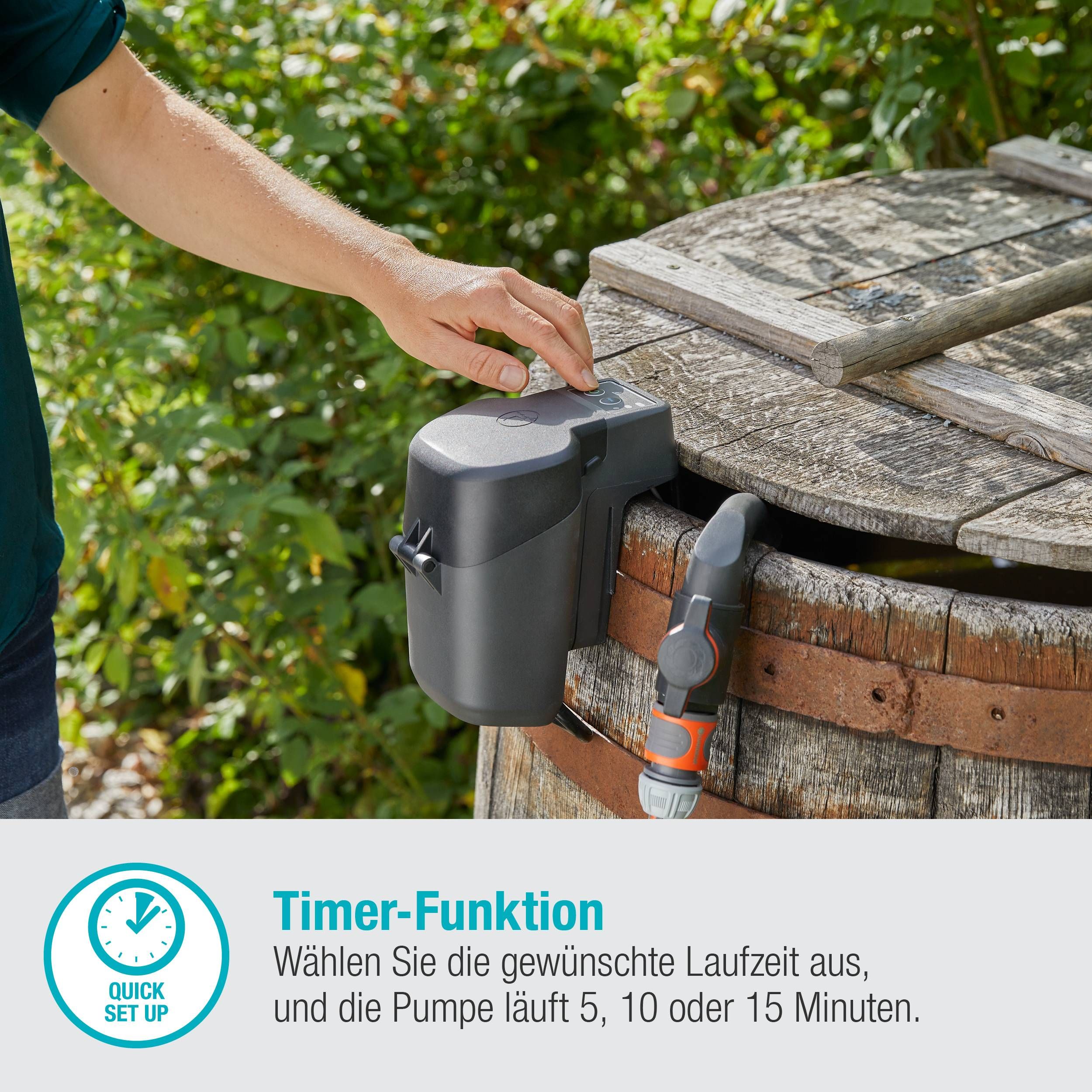 Gardena Akku-Regenfasspumpe 2000/2 18V P4A Ready-To-Use Set