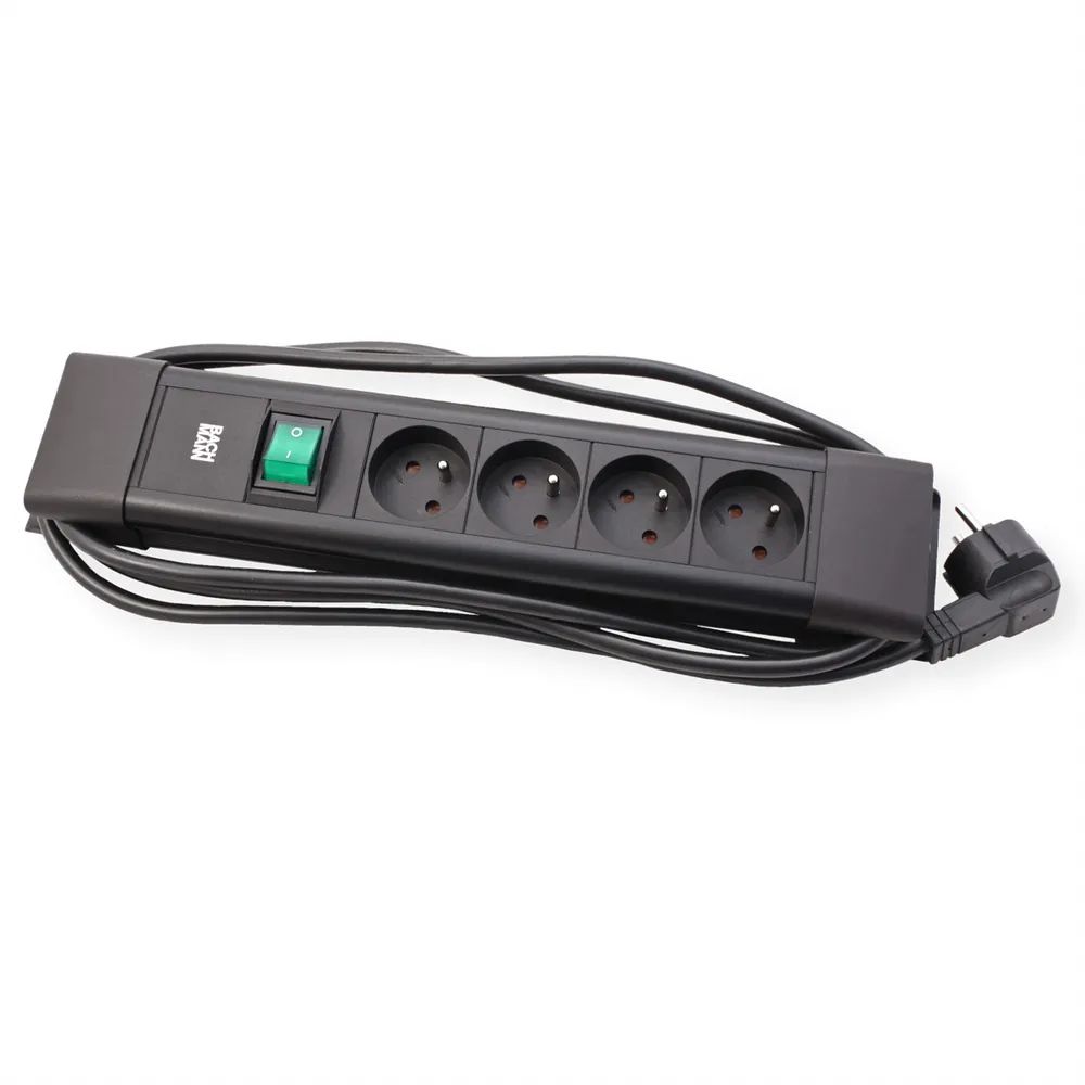 BACHMANN CONNECTUS 4xUTE, 1xSchalter 2,0m CEE7/7 Schwarz