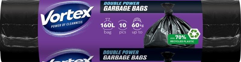VORTEX DOUBLE POWER Zweilagige Müllbeutel LDPE schwarz 160L 10 Stk