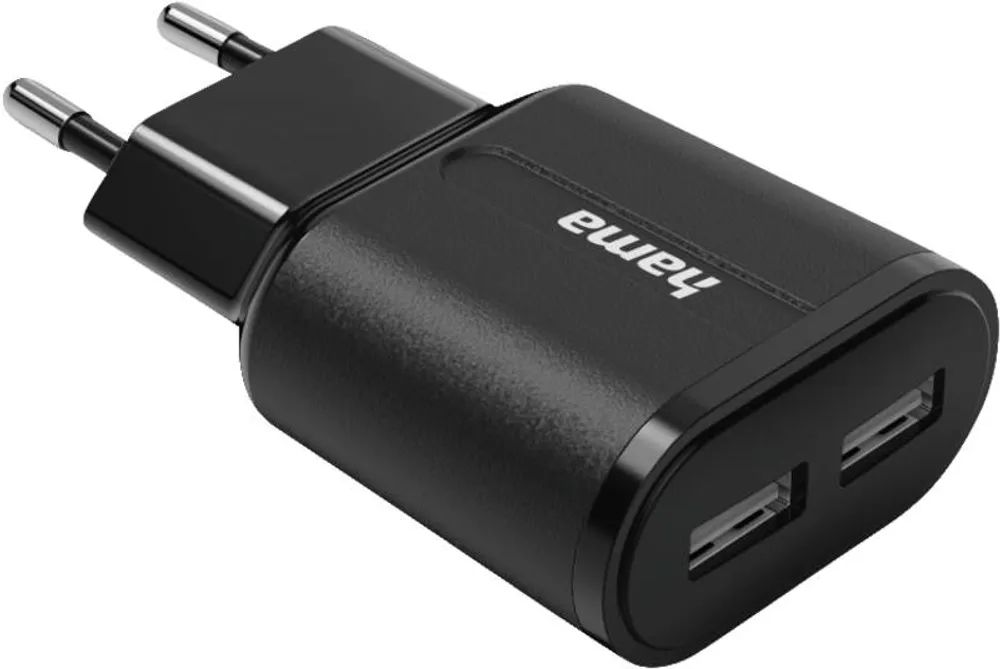 Hama Ladegerät, 2x USB-A, 12 W, Schwarz