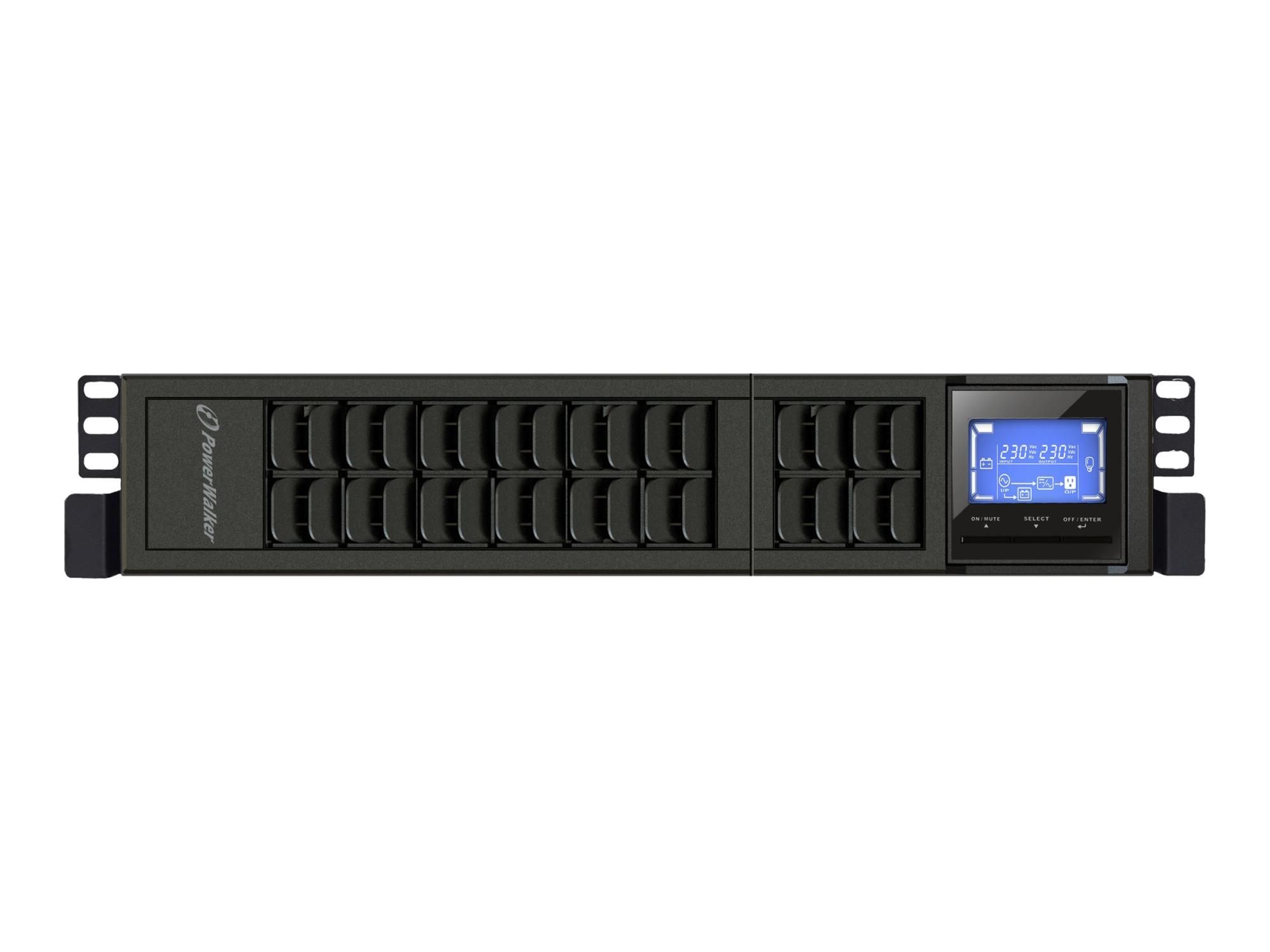 BlueWalker PowerWalker VFI 2000CRM LCD - USV (in Rack montierbar/extern) - 1600 Watt - 2000 VA - 9 Ah - RS-232, USB - Ausgangsanschlüsse: 4 - 2U - 48.3 cm (19")