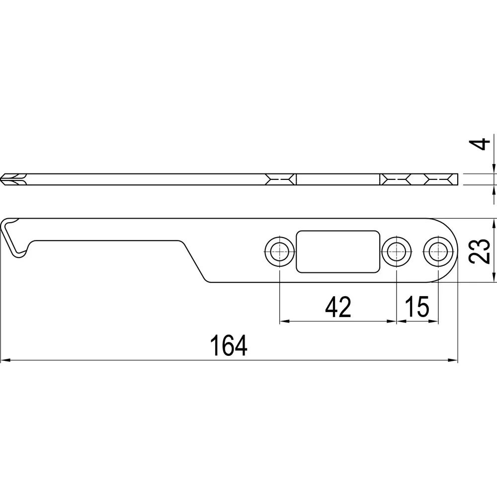 ABS Innovation GmbH  IMH-ABS Mitnehmerhaken SF, 164 x 23 x 4 mm, universal, DIN, schwarz verzinkt