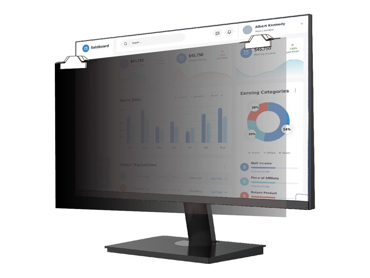 V7 Privacy Filter Magnetic - Blickschutzfilter für Bildschirme - entfernbar - magnetisch - 61 cm (23")