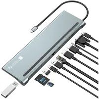 Techly IUSB31C-DOCK12DPHD - Kabelgebunden - USB 3.2 Gen 1 (3.1 Gen 1) Type-C - 100 W - 10,100,1000 Mbit/s - Grau - MicroSD (TransFlash) - SD