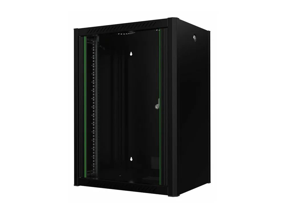 Lanview by Logon - Schrank Netzwerkschrank - 60 x 45, pro - geeignet für Wandmontage - Schwarz, RAL 9005 - 16U - 48.3 cm (19")