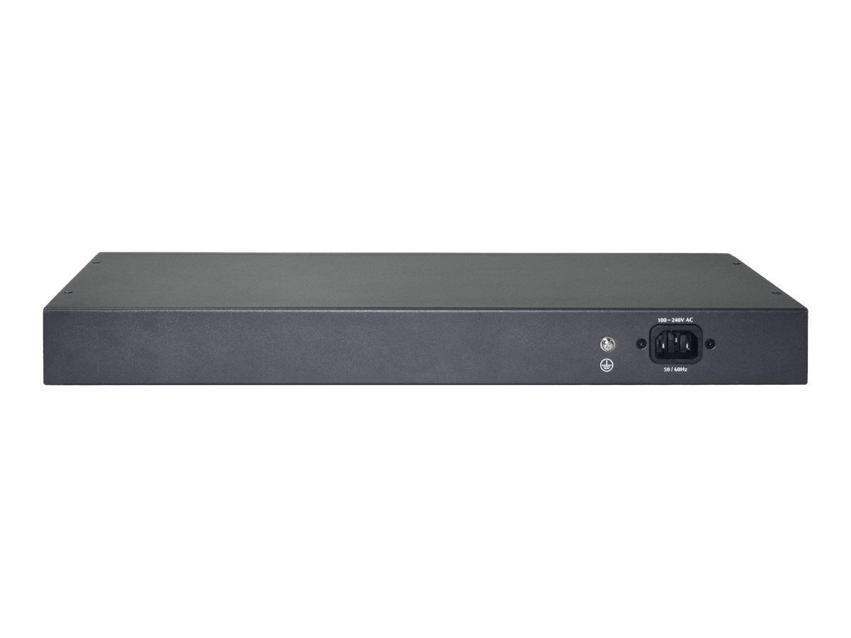 DIGITUS 24-Port Fast Ethernet PoE Netzwerkswitch, 19 Zoll, unmanaged, 2 GE Uplink Ports, SFP, 370 W, af/at