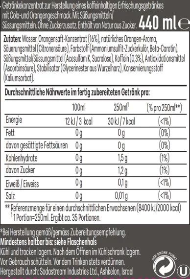 SodaStream drink mix Cola-Orange Zuckerfrei 440ml
