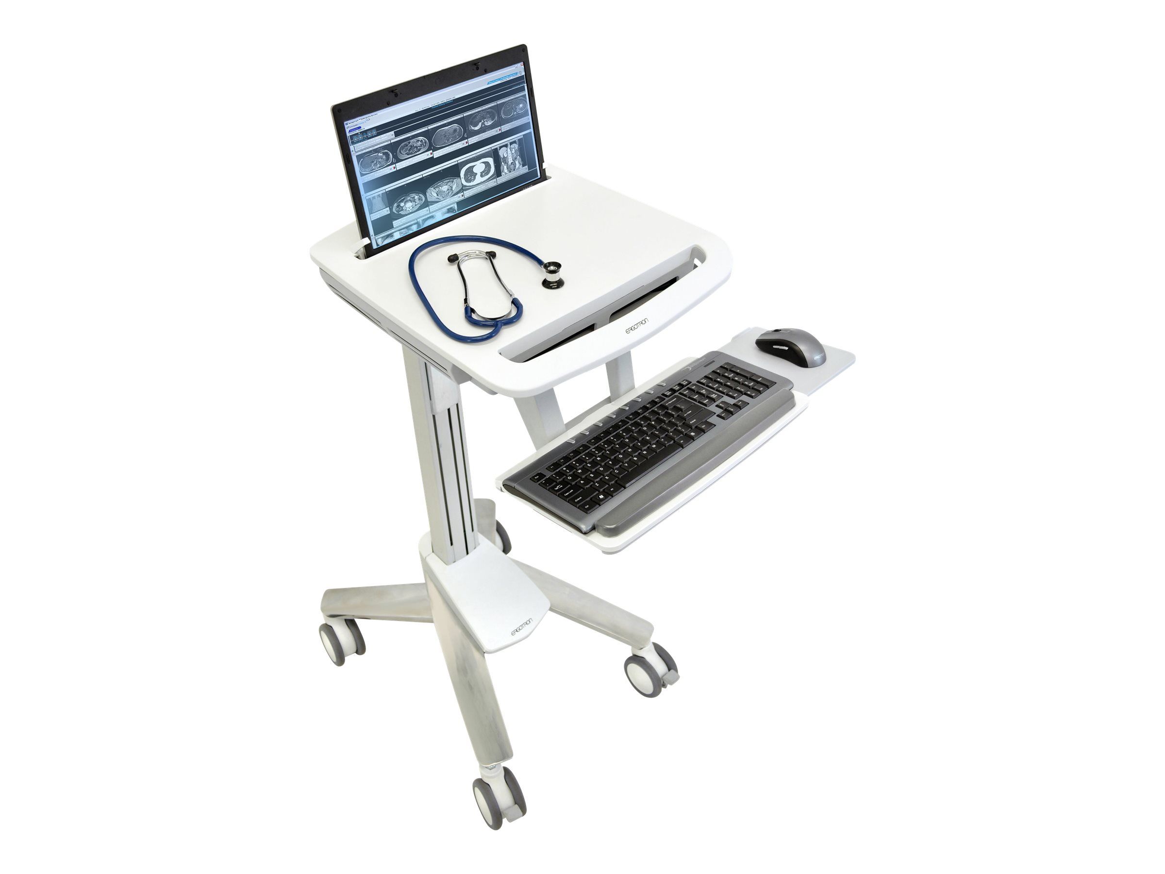 Ergotron EMR Laptop Cart - Wagen - für Notebook / PC-Ausrüstung - Kunststoff, Aluminium, verzinker Stahl - Grau, weiß, Polished Aluminum - Bildschirmgröße: bis zu 43,9 cm (bis zu 17,3")