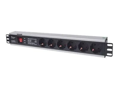 Intellinet 19" 1.5U Rackmount 6-Way Power Strip - German Type", With On/Off Switch and Surge Protection, 3m Power Cord - Steckdosenleiste (Rack - einbaufähig)