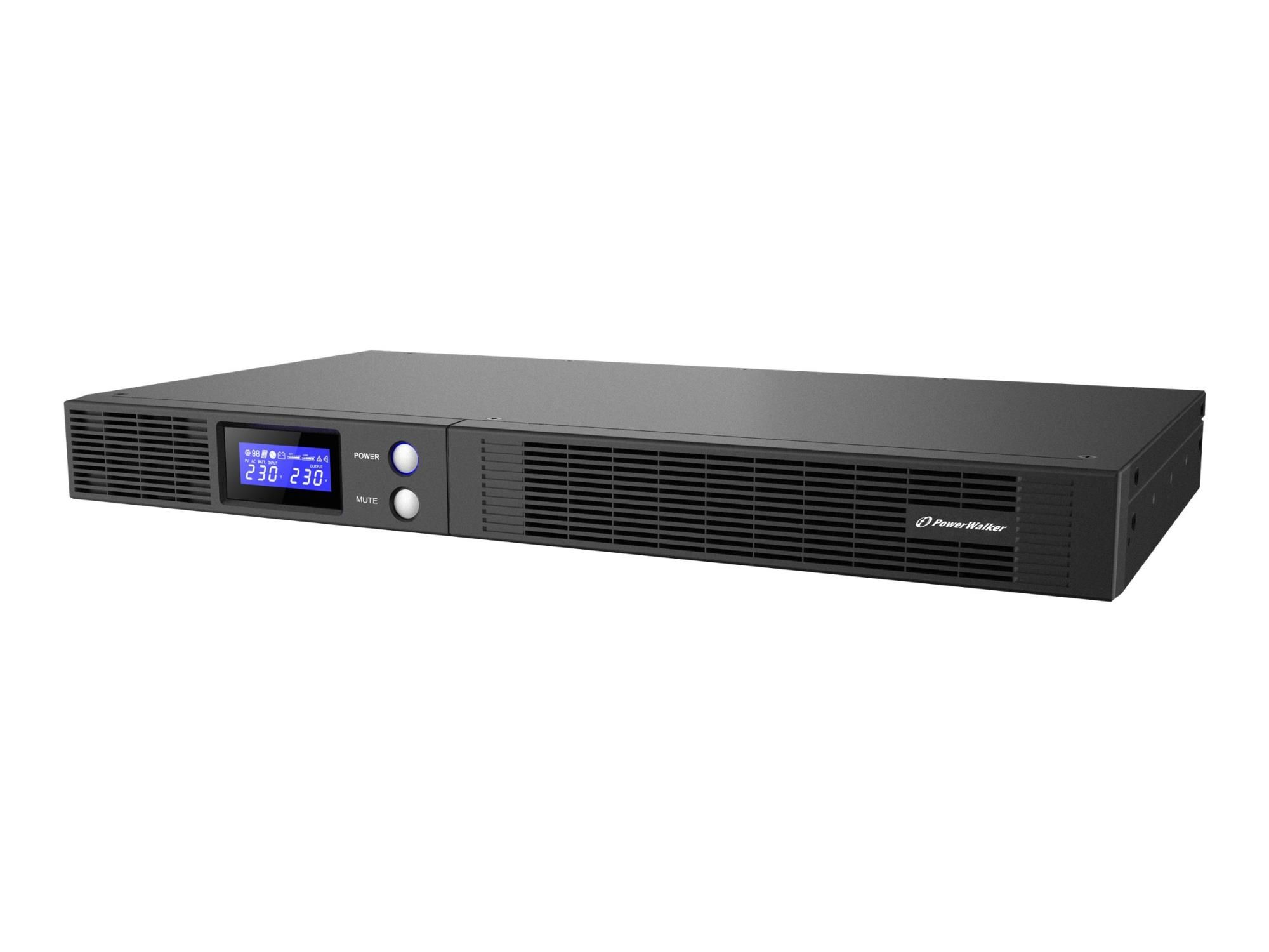 BlueWalker PowerWalker VI 500 R1U - USV (Rack - einbaufähig) - AC 165-290 V - 300 Watt - 500 VA - 7 Ah - RS-232, USB - Ausgangsanschlüsse: 4 - 1U - 48.3 cm (19")