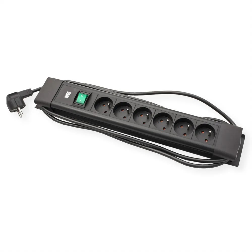 BACHMANN CONNECTUS 6xUTE, 1xSchalter 2,0m CEE7/7 Schwarz