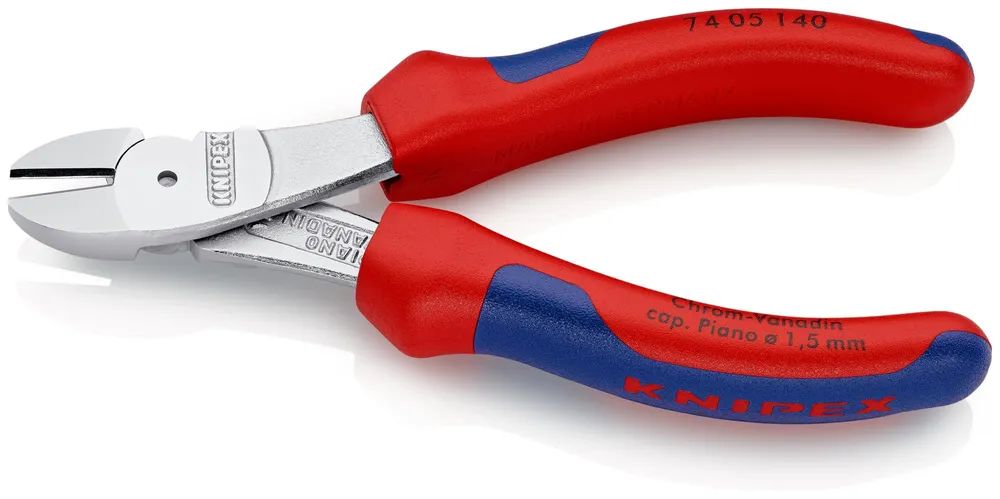 KNIPEX Kraft-Seitenschneider mit Mehrkomponenten-Hüllen verchromt 140 mm