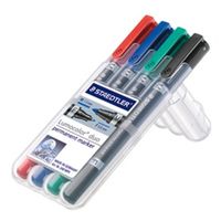 STAEDTLER Lumocolor duo - Doppelspitzenfilzstift - permanent - Schwarz, Rot, Blau, Grün - 1.5 mm / 0.6 mm - Mittel / fein (Packung mit 4)