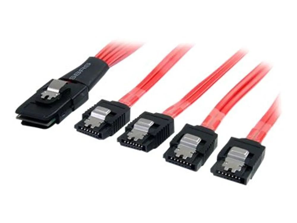 StarTech.com Serial ATA SCSI SAS Kabel 50cm - SFF-8087 auf 4x SATA mit Lasche - Mini SAS auf SATA Kabel 1x SFF8087 Stecker 4x S-ATA Buchse - SATA- / SAS-Kabel - Serial ATA 150/300/600 - 4-Lane - SATA (R)