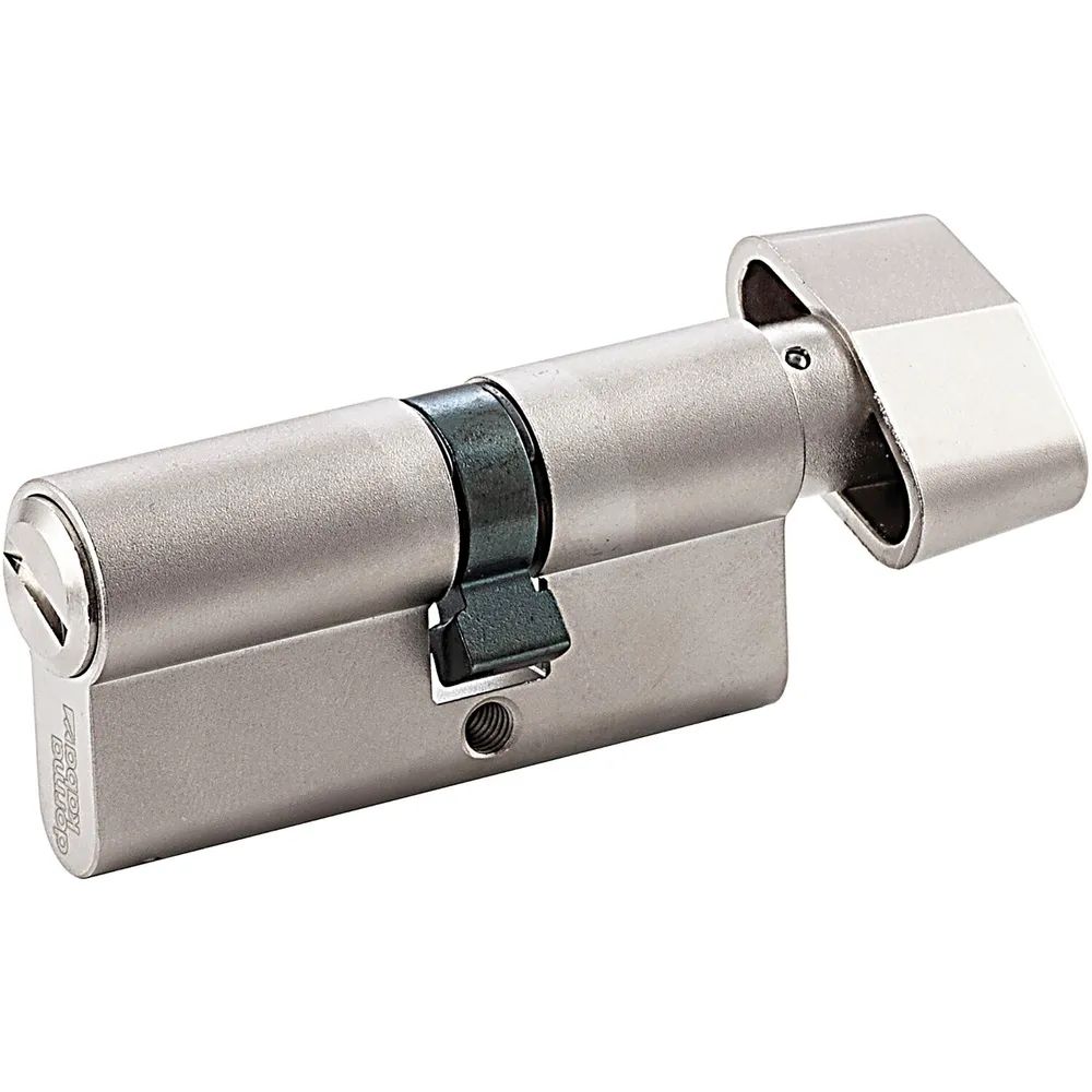 Dormakaba WC-Zylinder m. Drehknauf innen, 35/27 mm, Messing vernickelt matt