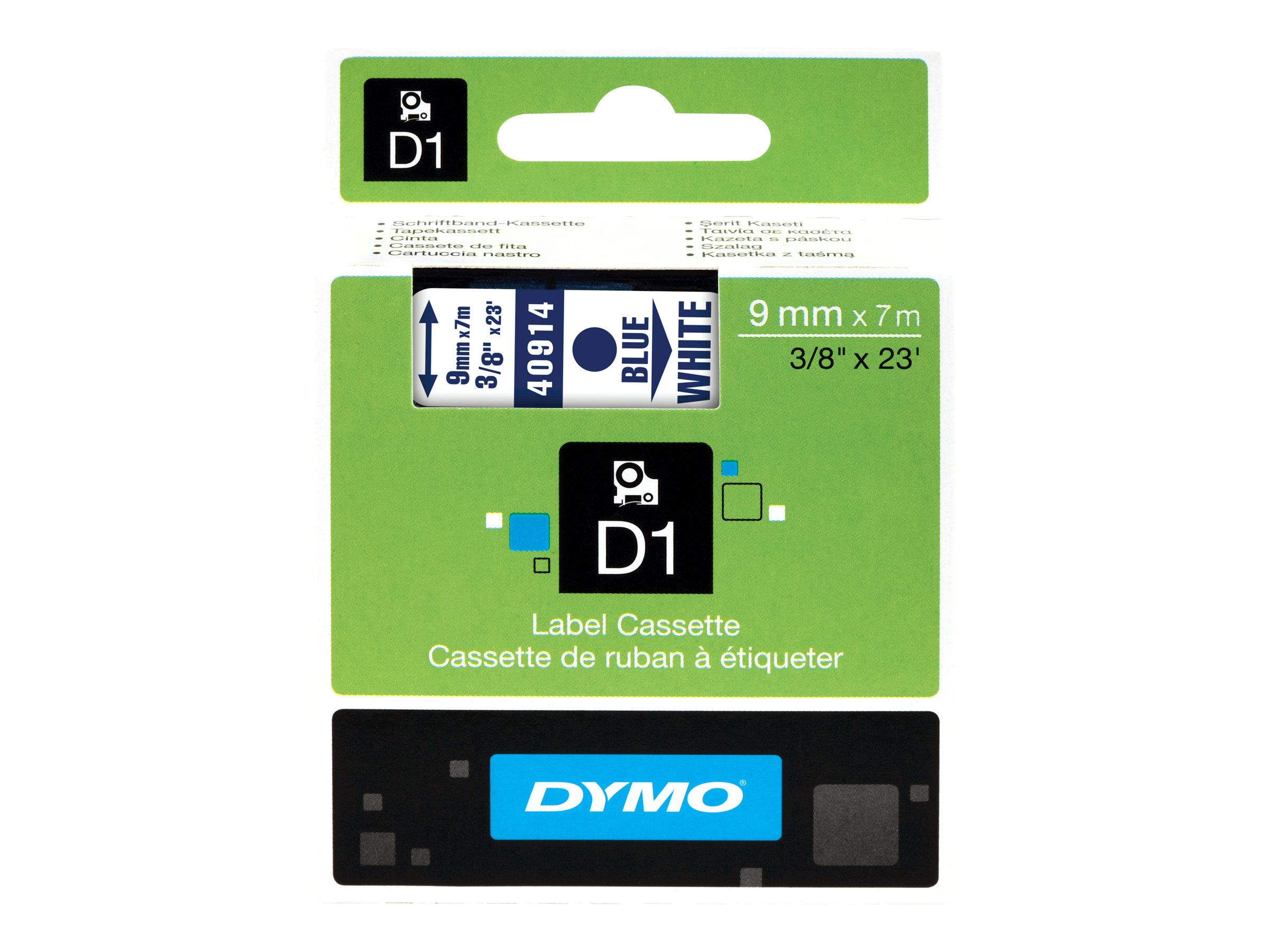 Dymo D1 - Selbstklebend - blau auf weiß - Rolle (0,9 cm x 7 m)