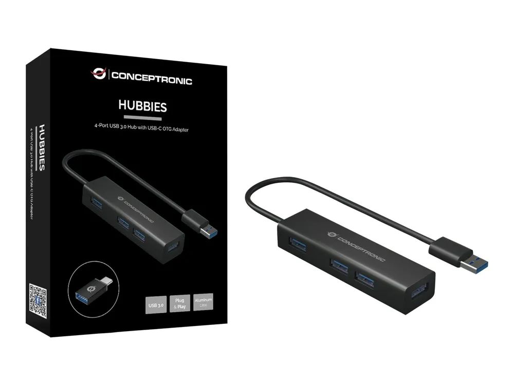 Conceptronic HUBBIES06B - Hub - 4 x SuperSpeed USB 3.0