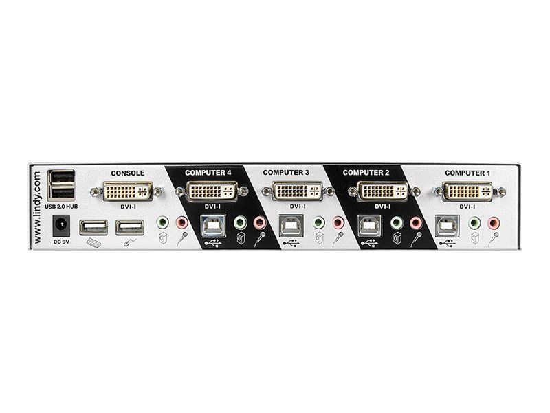 Lindy 4 Port DVI-I Single Link, USB 2.0 & Audio KVM Switch Pro