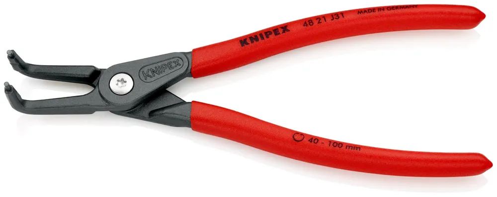 KNIPEX Präzisions-Sicherungsringzange für Innenringe in Bohrungen mit rutschhemmendem Kunststoff überzogen grau atramentiert 210 mm