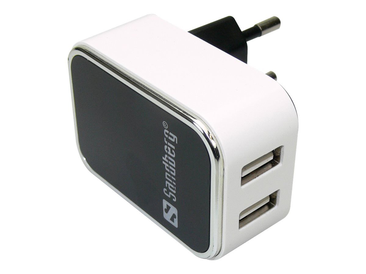 SANDBERG AC Charger Dual - Netzteil - 2.4 A - 2 Ausgabeanschlussstellen (2 x USB)
