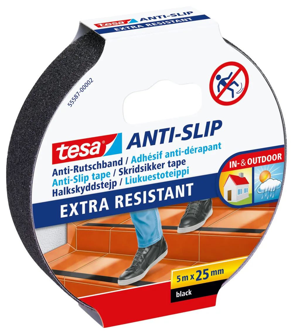 Tesa 55587-02 - Antirutsch-Badestreifen - Erwachsene - Schwarz - 25 mm
