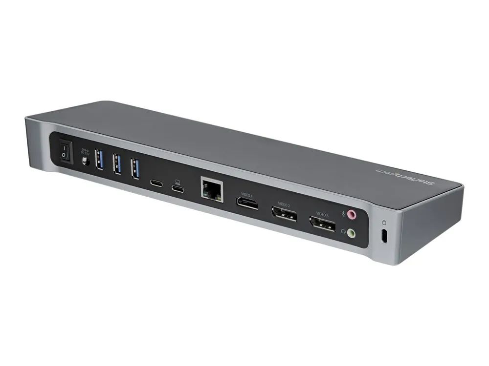 StarTech.com USB-C Dockingstation - Drei 4K Monitor Docking station mit zwei DisplayPort & HDMI - 100W Power Delivery - USB-C, 4x USB-A Hub - USB 3.1 Gen 1 Typ-C Dock - Windows & Mac (DK30CH2DEPUE)
