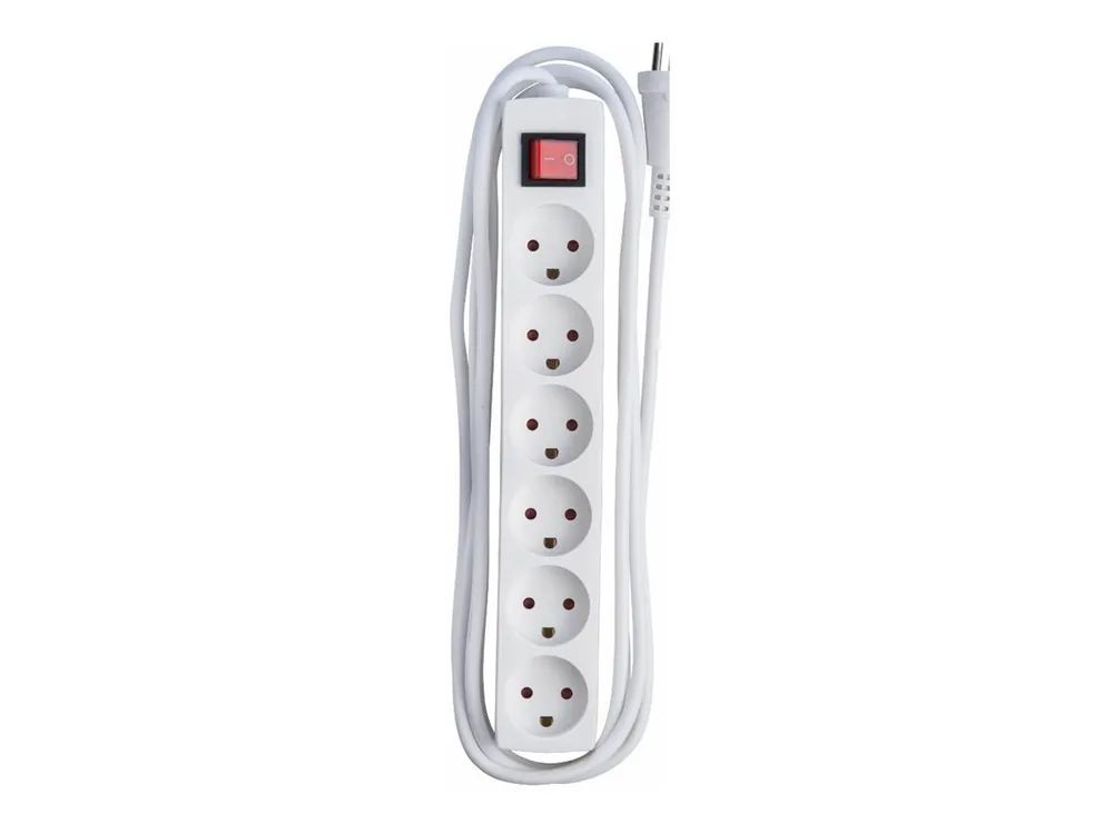 MicroConnect MC-GRU0630DK - 3 m - Drinnen - Typ K - Typ K - Weiß - 6 AC-Ausgänge