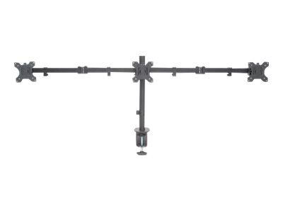 Manhattan TV & Monitor Mount, Desk, Double-Link Arms, 3 screens, Screen Sizes: 10-27", Black, Clamp Assembly, Triple Screen, VESA 75x75 to 100x100mm, Max 7kg (each)