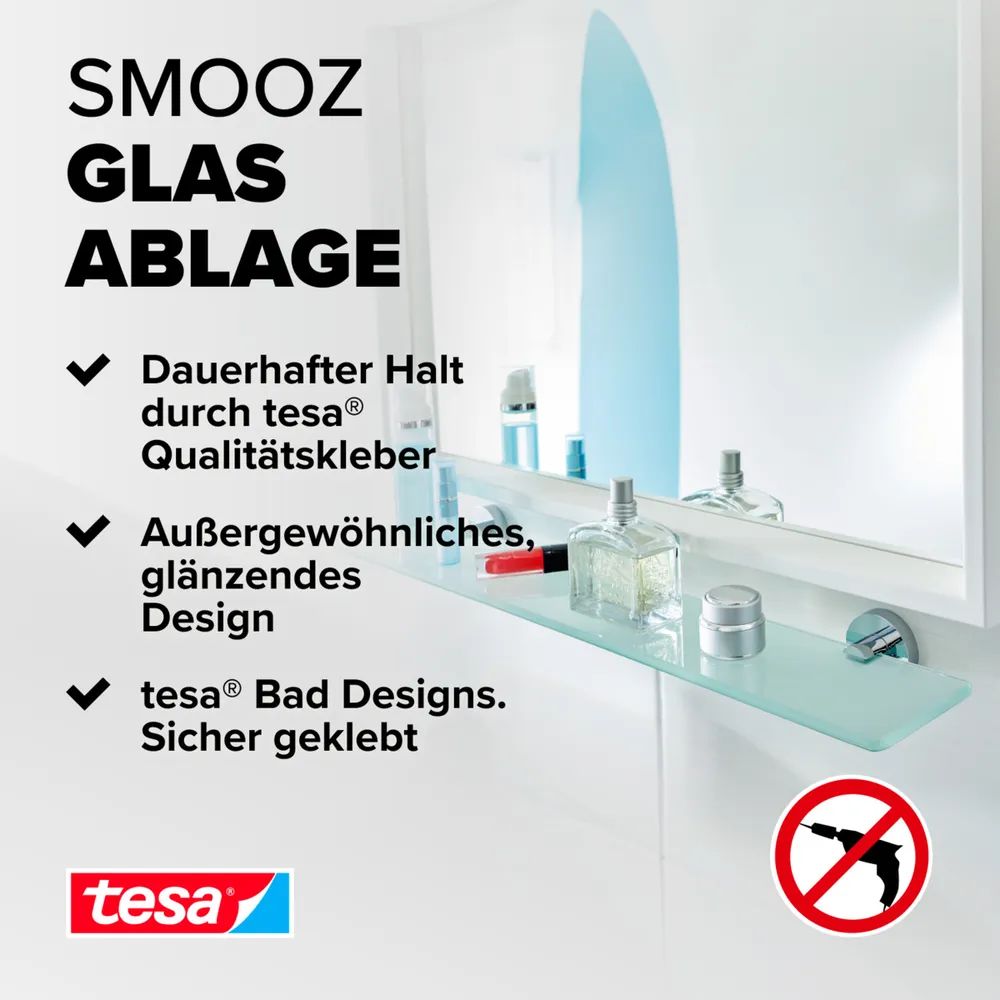 tesa® SMOOZ Glasablage, satiniertes Glas